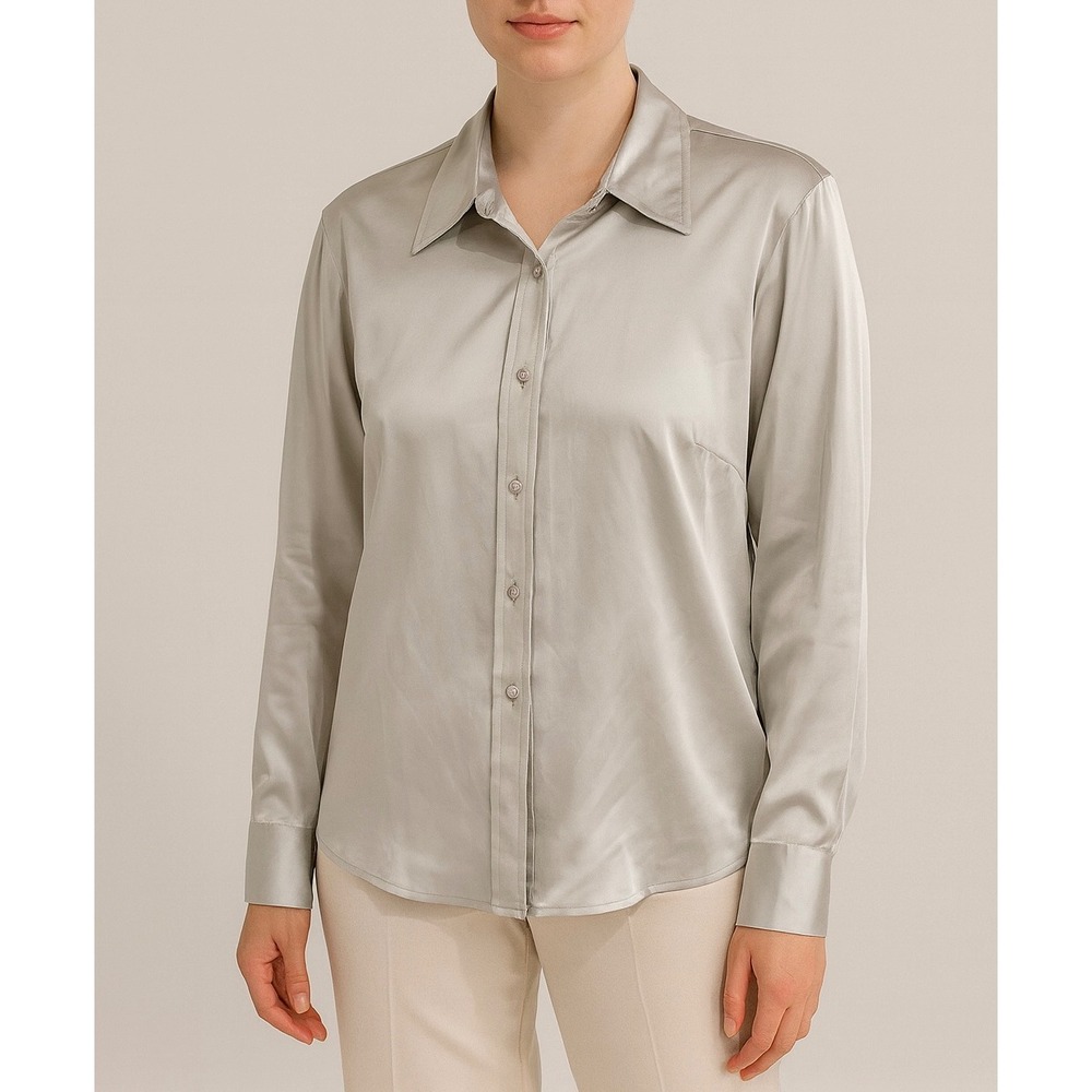 bebe Luxe Silk Satin Button-Down Blouse – Size M